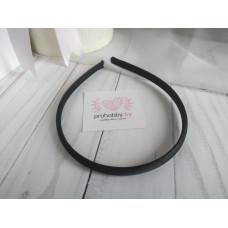 Ободок для волос, пластик в атласе, 1 см, цвет черный